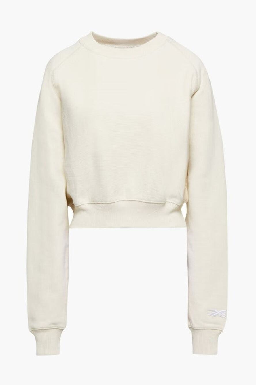 Victoria Beckham Cropped French Cotton Terry Sweatshirt - Xs Ecru